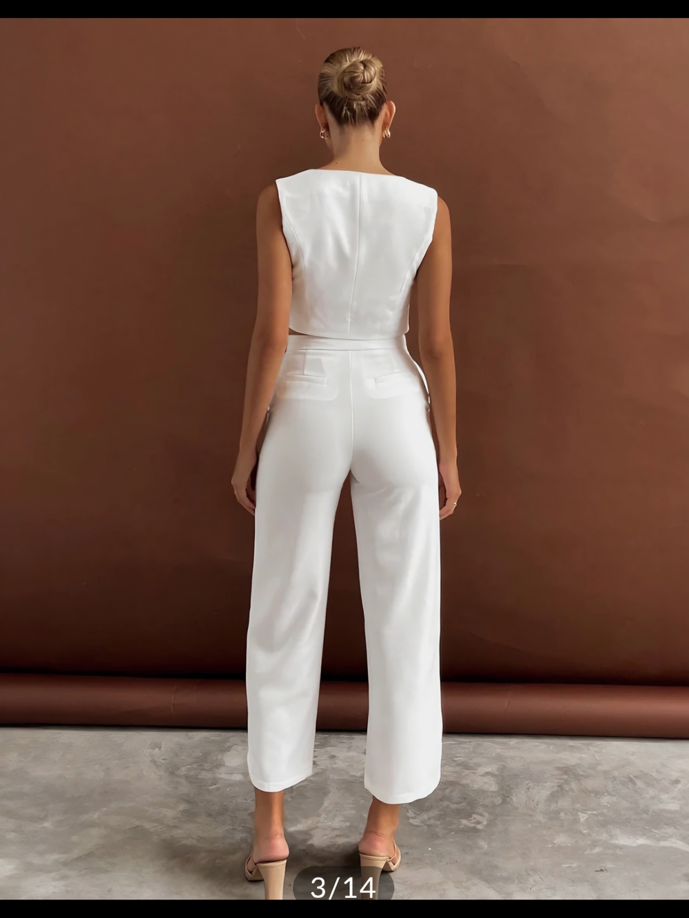 Commense Solid Asymmetrical Straight Leg Pants Set - Picture 3 of 9